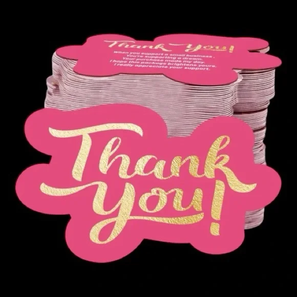 FOR @MARECARLONE - 2 Sets of 25 (50) Pink and Gold ‘Thank You’ Shipping Cards - Picture 1 of 2